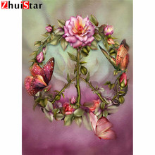 Borboleta & rosa flor imagem artesanal needlework artesanato presente diy pintura diamante strass bordado ponto cruz xy1 2024 - compre barato
