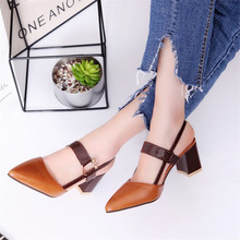 Baotou 6cm bloco sapatos de salto 42 tamanho na moda sapatos femininos sandálias 2019 verão sapatos mulher novidade sandalias bege mujer buty 2024 - compre barato