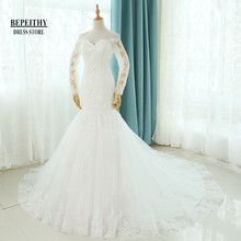 Hot Sale Sweetheart Ivory Lace Wedding Dresses For Women 2022 White Long Sleeves Court Train Sexy Bridal Gown Vestidos De Novias 2024 - buy cheap