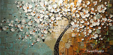 100% pintura al óleo pintada a mano en la lona amanecer flores blancas decoración del hogar arte de la pared Pinturas Modernas 2024 - compra barato