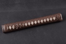 Nice Classic Wood Craft Handle Tsuka for Japanese Sword Katana with Brown Silk Ito & Genuine White Rayskin & Alloy Fuchi Kashira 2024 - buy cheap