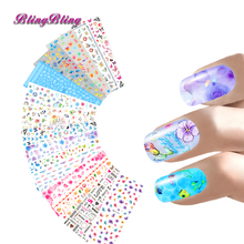 15 sheets Nail Sticker Harajuku Water Transfer Sticker Butterfly Flower Feather Mix Design Nail Art Wraps Manicure Decal Girls 2024 - buy cheap