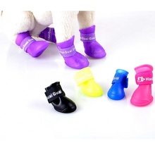 4 PCS/SET Cute Jelly Pet Puppy Shoes Rubber Waterproof Rain Dog Boots Pet Rain Shoes Slip 6 Colors Pet Supplies Free Shipping 2024 - buy cheap