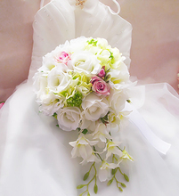 Novia dama de honor sosteniendo flores simulación de flor artificial cascada estilo ramo de novia lanzando flores suministros de boda 2024 - compra barato