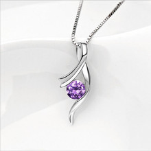LUKENI-Colgante de Plata de Ley 925 con cristales púrpura para mujer, Gargantilla, collar, accesorios de fiesta 2024 - compra barato
