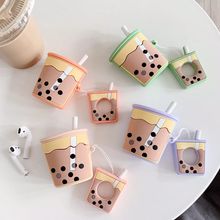 Retro cute pearl milk tea cup case for Apple AirPods 2 1 Bluetooth wireless headset protection cover with tea cup ring strap 2024 - compre barato