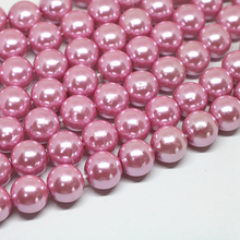 Abalorios redondos de perlas de imitación de concha de color rosa oscuro, abalorios redondos de 4,6,8,10,12,14mm, compatibles con collar artesanal de 15 pulgadas, venta directa de fábrica, B1608 2024 - compra barato