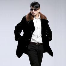 Preto quente faux pele de coelho casaco de Vison dos homens homens jaqueta de couro curta casacos Single-breasted inverno Vilosidades térmica solto outerwear 2024 - compre barato