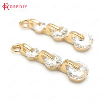 (36445)6PCS 24x6MM 24K Champagne Gold Color Brass with Zircon Rod Shape Charms Pendants High Quality Diy Jewelry Accessories 2024 - buy cheap
