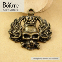 BoYuTe-colgantes con cabeza de calavera de estilo Vintage, materiales de aleación de Zinc de 30x31MM, accesorios para fabricación de joyas Diy, 40 unids/lote 2024 - compra barato