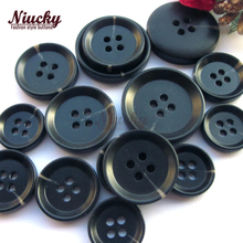 Niucky-Botones de resina para hombre, gabardina con 4 agujeros de 15mm- 30mm, cuerno de imitación, abrigo de lana, hebilla de R0201-059, negro 2024 - compra barato