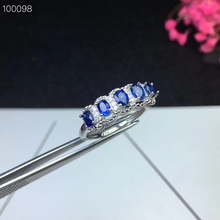 Fashion Row Luxurious grace Natural Blue sapphire gem Ring S925 Silver Natural Gemstone Ring Women's wedding gift fine Jewelry 2024 - buy cheap