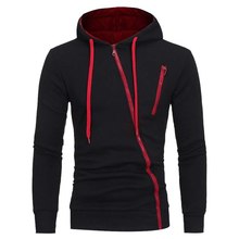 VERTVIE 2018 Outono Irregular Zipper Hoodies Dos Homens Da Moda Casal Sólida Casuais Moletom Com Capuz Hoodies do Pulôver Plus Size 3XL 2024 - compre barato