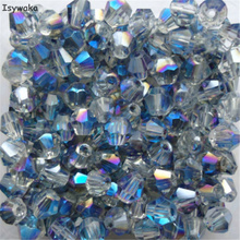 Isywaka-cuentas de cristal bicono de Austria para fabricación de joyas, abalorios de cristal de 100 uds, azul claro, 4mm 2024 - compra barato