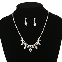 Conjunto de joyería para mujer, accesorios de novia, collar, pendientes, colgante de cadena de cristal Chapado en plata # N101, 2016 2024 - compra barato