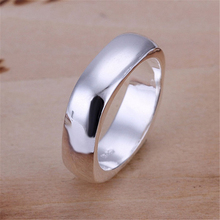 Christmas GIFT Sale Women free shipping girl silver plated Smooth Ring jewelry factory wholesale hot sell fashion jewelry R004 2024 - buy cheap