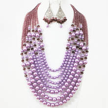 Fashion violet round shell simulated-pearl abacus crystal 7 rows necklace earrings set lovely women beauty jewelry  B1310 2024 - buy cheap