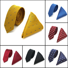 High Quality 5CM Men's Silk Neck Tie Set ( Necktie & Handkerchiefs ) Plaid Polka Dot Skinny Slim Narrow Ties Hanky Wedding Party 2024 - buy cheap