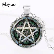 Golden Pentagram Necklace Cabochon Pentacle Pendant Ace of Pentacles Tarot Card Jewelry Wiccan Accessories Occult Jewellery HZ1 2024 - buy cheap