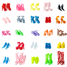 Sandálias de salto alto com 10 pares, sapatos coloridos da moda, acessórios de roupas para boneca barbie, brinquedos de meninos e meninas com frete grátis 2024 - compre barato