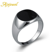 Ajojewel Brand Hot Sale Classic Men Jewelry Enamel Black Rings For Men Size 7-12 2024 - купить недорого
