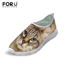 FORUDESIGNS Animal Cat Printed Women Spring Summer Mesh Shoes Flats Women Breathable Comfortable Loafers Girls Flats Shoes 2024 - buy cheap