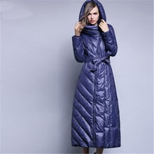 Plus Size 7XL  90% Duck Down Coat Fashion Brand Hooded Long Down Jacket Women's Over The Knee Slim Thicker Warm Coat  753 2024 - buy cheap