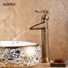 Bathroom Tall Basin Faucets Antique Brass Waterfall Faucet Basin Sink Mixer Tap Single Hole Bathroom Hot and Cold Crane ZR195 2024 - buy cheap