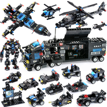 City Police Series Building Blocks Military Vehicle Car Helicopter Tank Blocks DIY Police Station Bricks Toys For Children Gifts 2024 - buy cheap