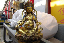 fast shipping USPS to USA S0386 9"Tibet Buddhisn Copper Bronze Gild Yellow Jambhala God of wealth Buddha Statue 2024 - buy cheap