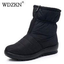 WDZKN 2019 Winter Warm Thick Plush Ankle Boots For Women Snow Boots Zipper Waterproof Casual Short Boots Women Cotton Shoes 2024 - buy cheap