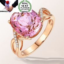 OMHXZJ Wholesale European Fashion Woman Girl Party Wedding Gift Luxury Oval White Pink AAA Zircon 18KT Rose Gold Ring RR513 2024 - buy cheap