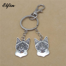 Elfin Trendy Siamese Cat Key Chains Antique Silver Plated Animal Pet Memorial Jewellery Cat Key Rings 2024 - buy cheap