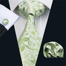 FA-1162 Gents Necktie Green Floral 100% Silk Jacquard Tie Hanky Cufflinks Set Business Wedding Party Ties For Men Free Shipping 2024 - buy cheap