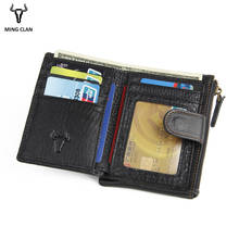 Mingclan New Wallet Short Men Wallets Genuine Leather Male Purse Card Holder Wallet Fashion Man Zipper Wallet Men Coin Purse bag 2024 - buy cheap