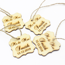 50pcs 40x40mm Personalized Engraved Wooden Gifts Tags Custom Love Square Tags Wedding Party Gifts Birthday Decoration Favors 2024 - buy cheap