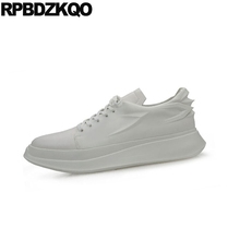 Comfort Designer Shoes Men High Quality Solid Runway Luxury Real Leather Creepers Spring Platform Trainers White Skate Sneakers 2024 - buy cheap