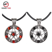 2 Color Fashion Jewelry Satan Logo Pendant Necklaces Pentagram Rhinestone Choker Rope Chain The Amulet Necklace For Men&Women 2024 - buy cheap
