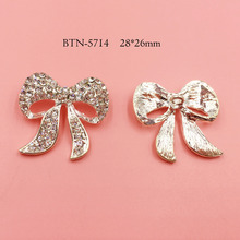 Free shipping 20PCS silver crystal rhinestone buttton bow as accessory (BTN-5714) 2024 - buy cheap