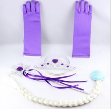 Children crown wig braid gloves magic wand suits girl ribbon snowflake fairy wands crowns glove party princess Cos props gifts 2024 - buy cheap