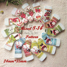Christmas series 100pcs 2015 New year Random mixing Christmas Stocking wooden buttons 2 holes sewing scrapbooking accessories 2024 - buy cheap