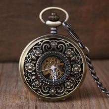 Карманные часы в стиле стимпанк, механические карманные часы, флип часы, ожерелье, ретро скелет, винтажные карманные часы Fob 2024 - купить недорого