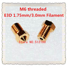 free shipping 100pcs/lot M6 threaded Nozzle Accessories Full Metal 1.75mm/3.0mm E3D   0.2/0.3/0.4mm 2024 - buy cheap