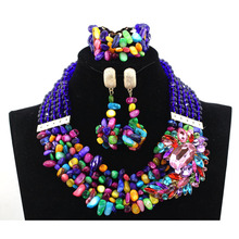 Conjuntos de joias luxuosos com miçangas africanas, novo conjunto de joias nigerianas para casamento, grande estoque, frete grátis, hx333, 2017 2024 - compre barato