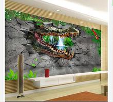 Пользовательские фото обои 3d настенные фрески обои крокодил 3 d ТВ настройки стены динозавр сломаны обои украшение гостиной 2024 - купить недорого