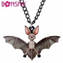 Bonsny Acrylic Halloween Anime Bat Pendant Chain Choker Cool Festival Jewelry Necklace For Women Teens Kids Gift Accessories 2024 - buy cheap