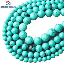 CAMDOE DANLEN 100% Natural Stone Blue Turquoises  Round Smooth Beads 6 8 10 12MM Fit Diy Jewelry Charm Bracelet Necklace Making 2024 - buy cheap