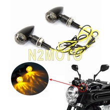 2 Pcs Motorcycle Metal Black LED Mini Bullet Turn Signal Light E11 Emark Amber Indicator Blinker Licence Plate Light For Harley 2024 - buy cheap