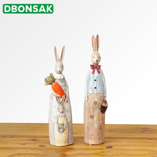 Resin Couple Rabbit Ornaments Cartoon Rabbit Desktop Sculpture Animal Decoration Garden Household Christmas Birthday Gifts 2024 - buy cheap