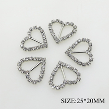 New 10pcs/lot 20*25mm Heart Diamond Buckles Rhinestone Ribbon Slider Women Clothing for Wedding Card Hair Craft Accessories 2024 - buy cheap